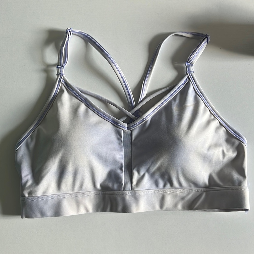 NIKE Intimates Purple Removable Pads Cross-strap Logo Mesh Breathable Sports Bra